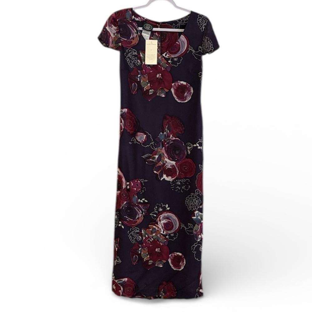 NWT Laura Ashley Purple Floral Silk Dress Size US 4